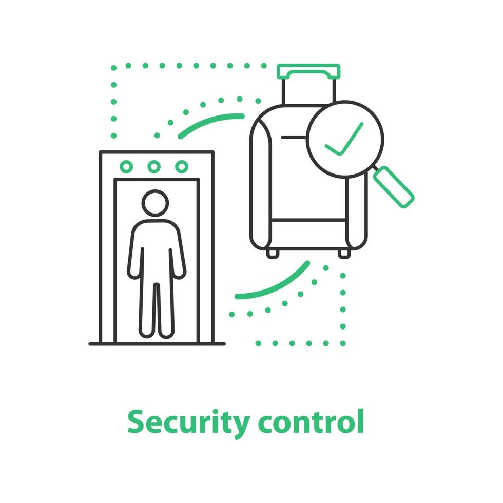 Airport security control concept icon. Successful baggage check thin line illustration. Vector isolated outline drawing