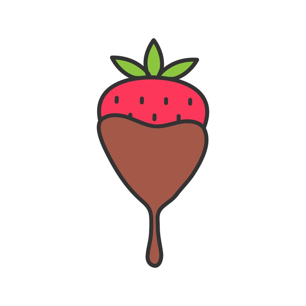 icono de color fresa cubierto de chocolate. ilustración vectorial aislada vector