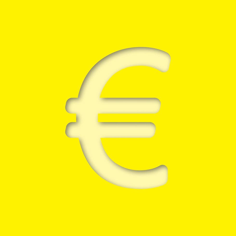 icono de corte de papel de signo de euro. vector silueta ilustración aislada