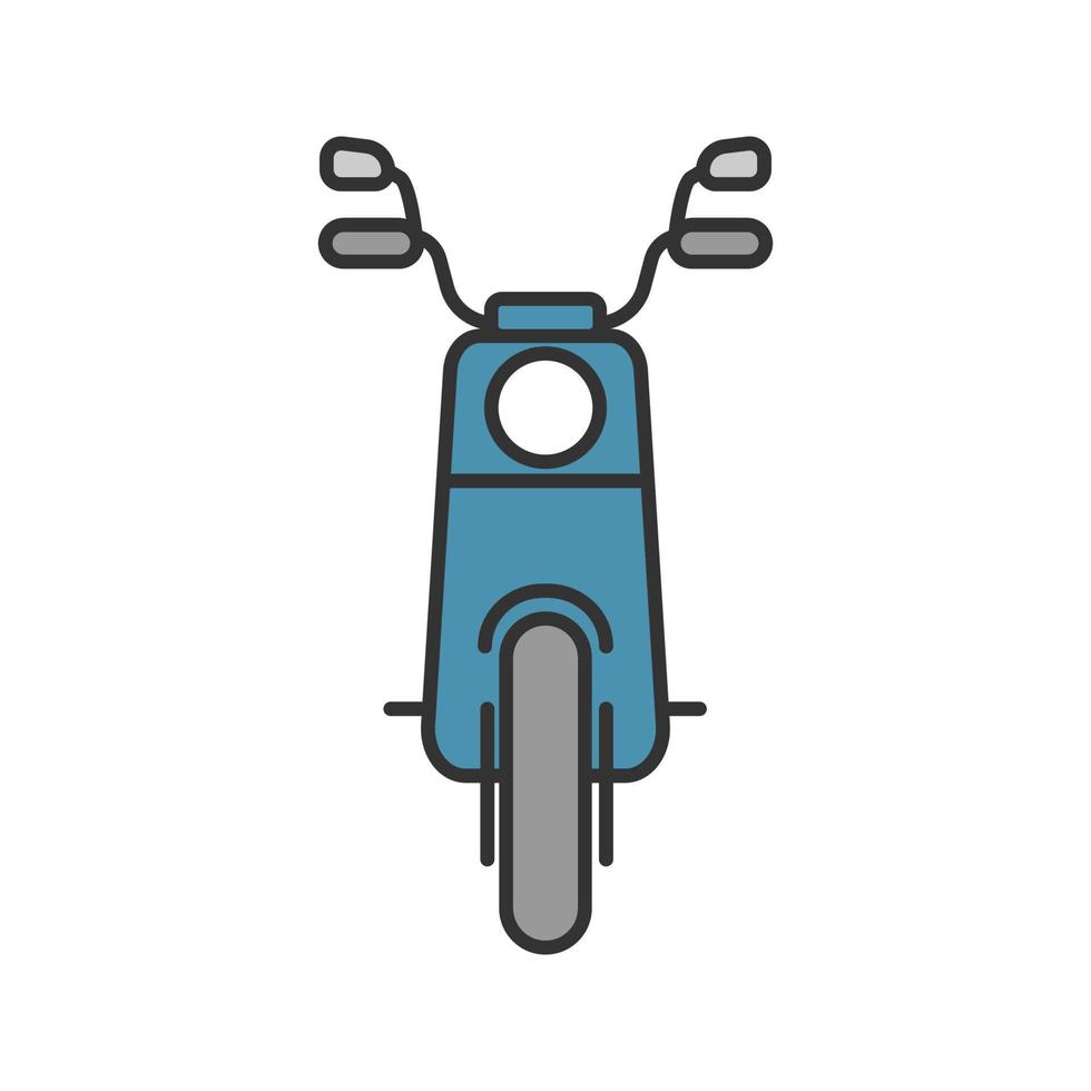 Scooter in front view color icon. Motorbike. Vespa. Isolated vector illustration