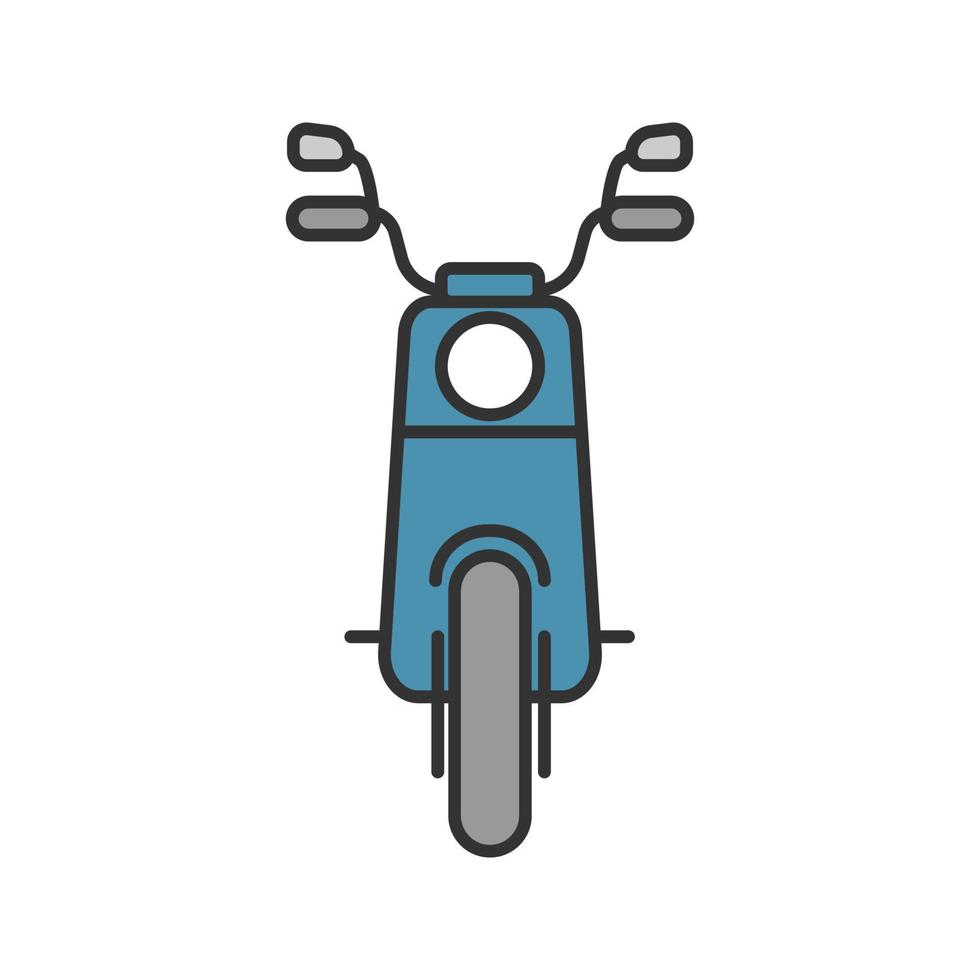 Scooter in front view color icon. Motorbike. Vespa. Isolated vector illustration