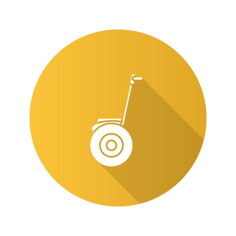 Segway flat design long shadow glyph icon. Self balancing scooter. Personal transporter. Vector silhouette illustration