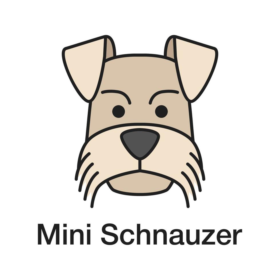 Miniature Schnauzer color icon. Zwergschnauzer. Isolated vector illustration