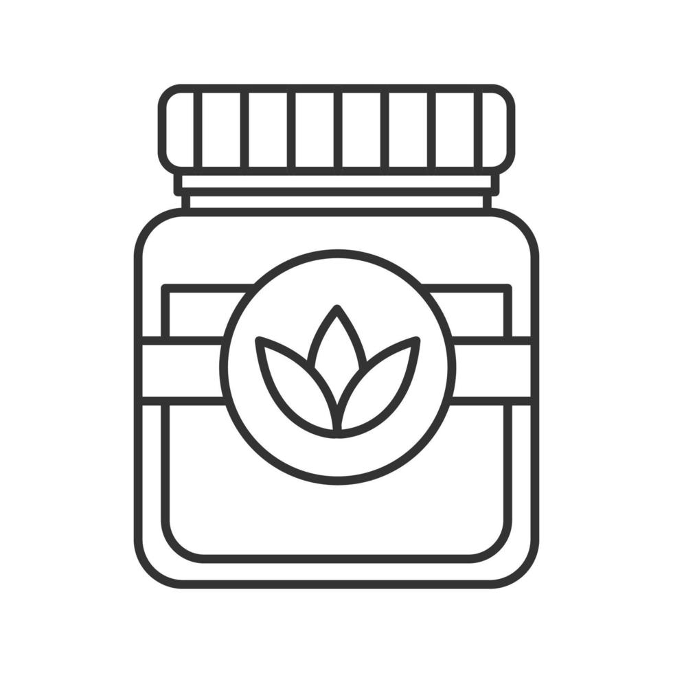 Tea jar linear icon. Thin line illustration. Glass container with lid. Contour symbol. Vector isolated outline drawing