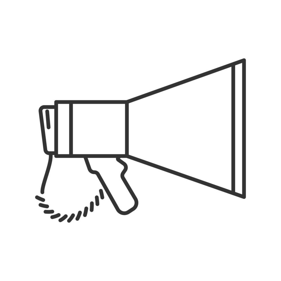 Megaphone linear icon. Thin line illustration. Breaking news. Announcement. Bullhorn. Contour symbol. Vector isolated outline drawing