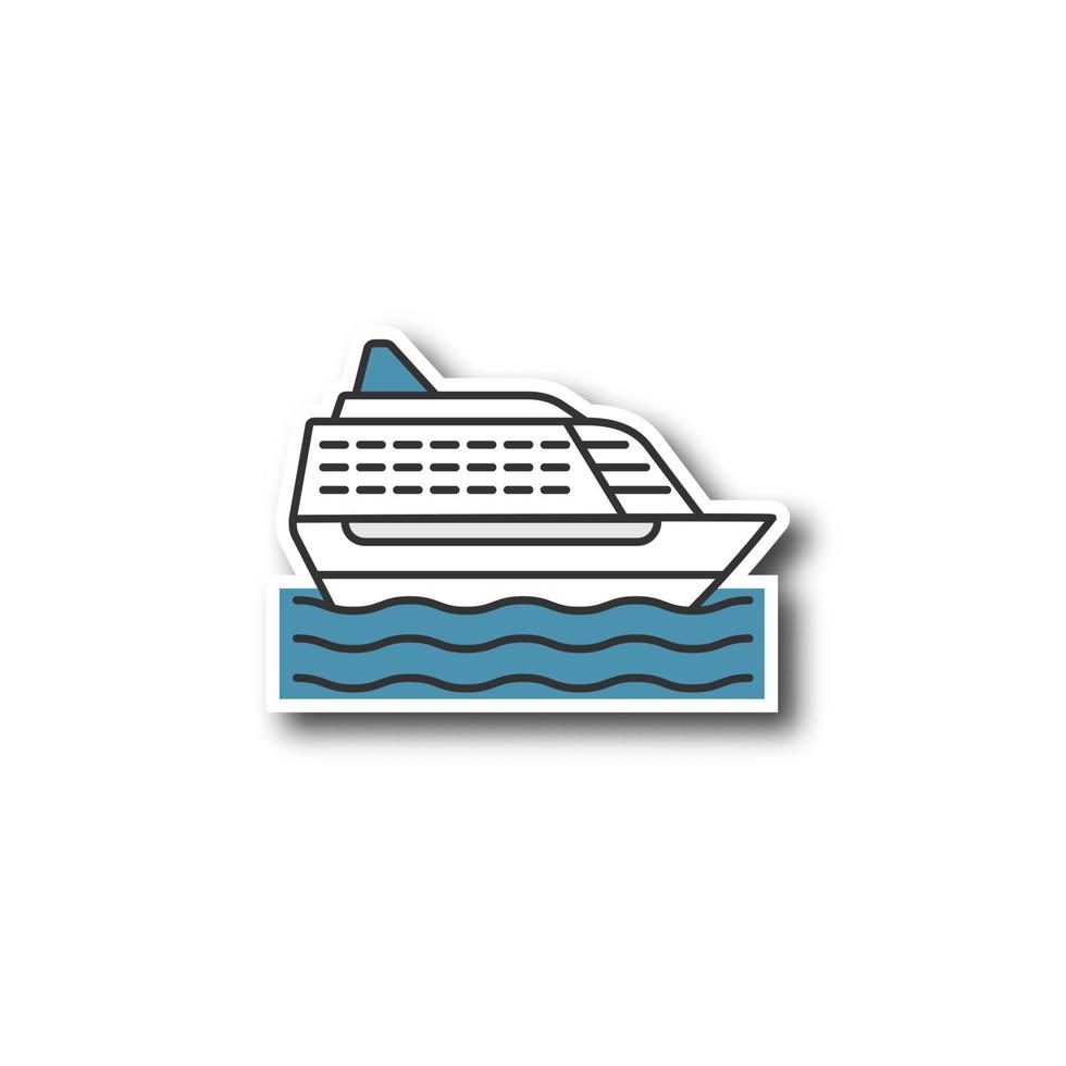 Cruise ship patch. Ocean liner. Color sticker. Vector isolated illustration