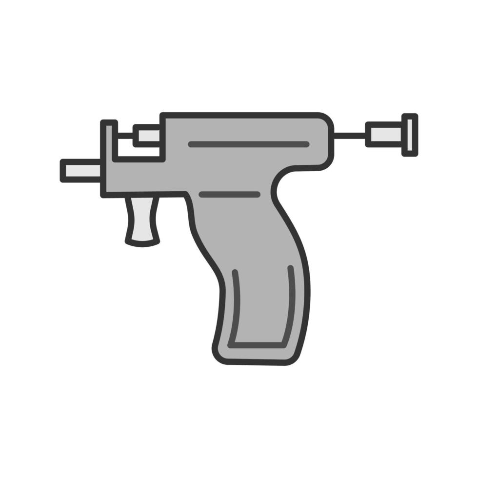 icono de color de pistola perforante. instrumento para perforar la oreja. ilustración vectorial aislada vector