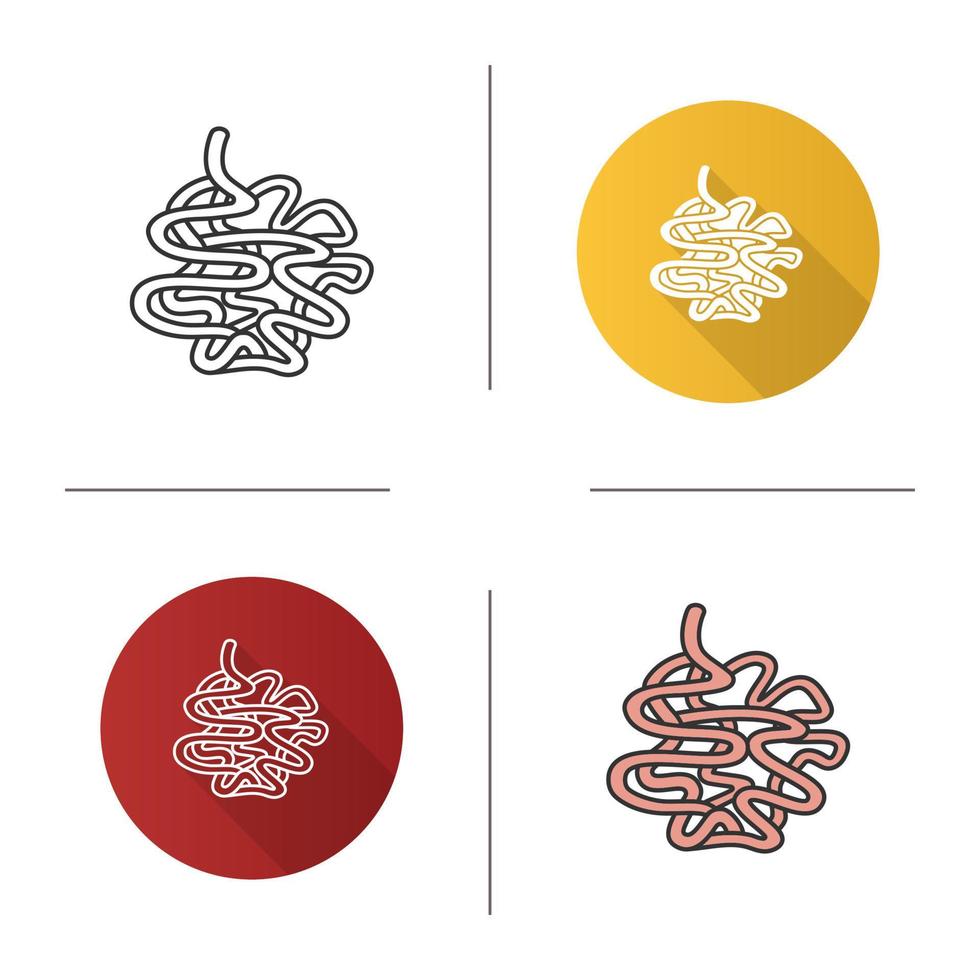 Small intestine icon. Small bowel. Gastrointestinal tract. Flat design, linear and color styles. Isolated vector illustrations