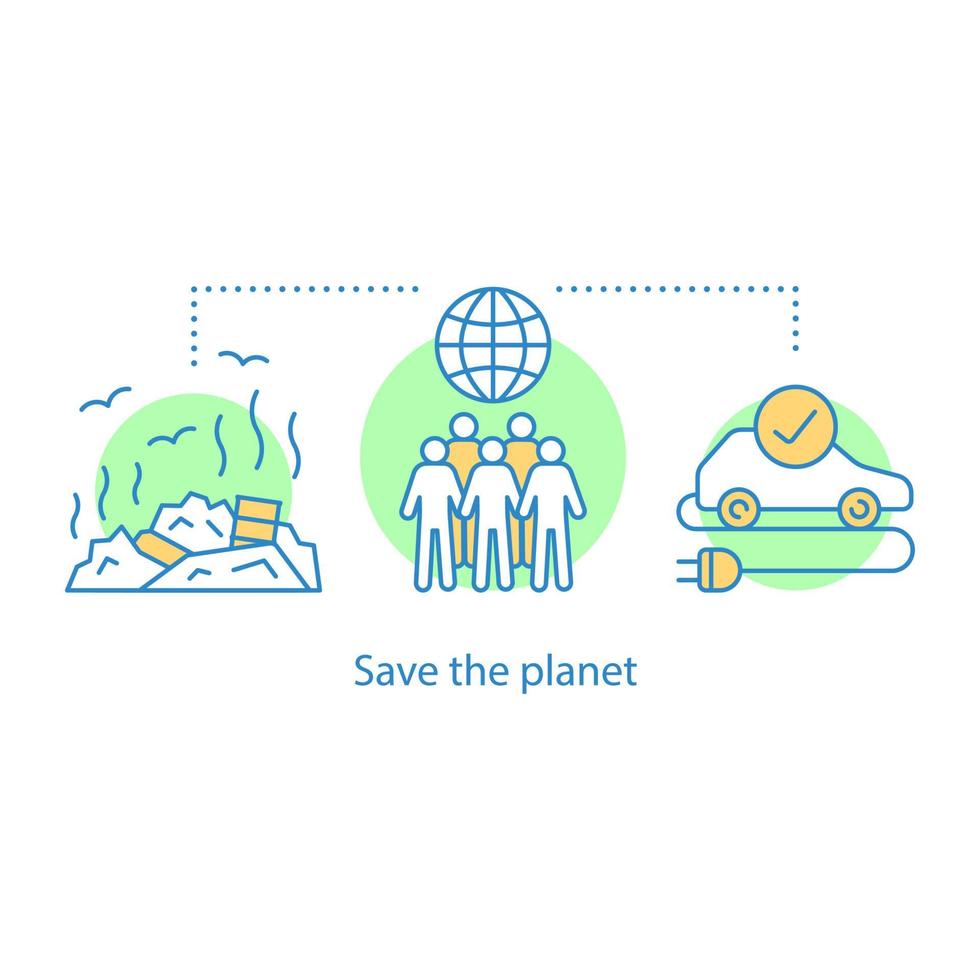 Planet saving concept icon. Environment protection idea thin line illustration. Nature care. Pollution prevention. Vector isolated outline drawing