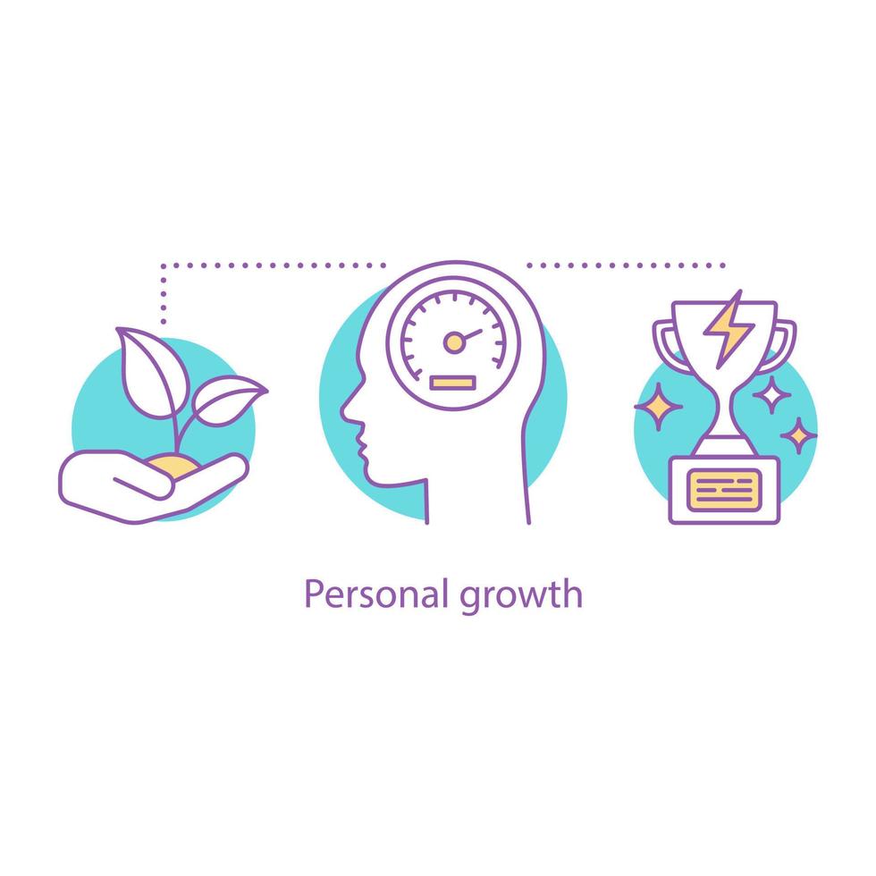 Personal growth concept icon. Self development idea thin line illustration. Achievement. Quick thinking. Vector isolated outline drawing