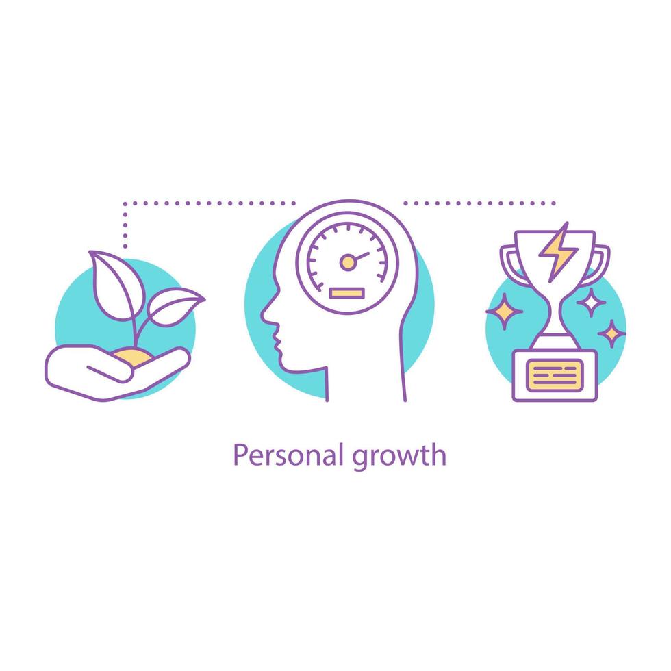 Personal growth concept icon. Self development idea thin line illustration. Achievement. Quick thinking. Vector isolated outline drawing