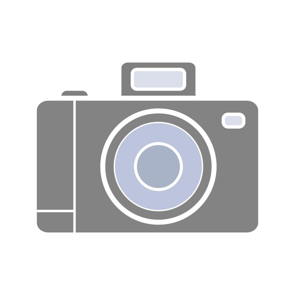 Professional photo camera glyph color icon. Silhouette symbol on white background with no outline. Negative space. Vector illustration