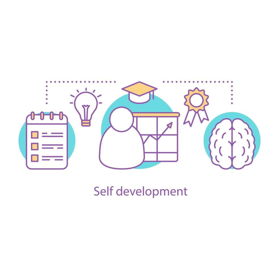Self development concept icon. Personal growth. Education idea thin line illustration. Vector isolated outline drawing