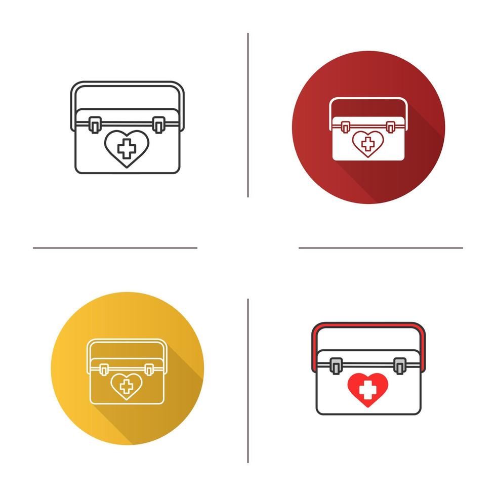 Organ transplant case icon. Flat design, linear and color styles. Transplantation. Organ donation. Isolated vector illustrations