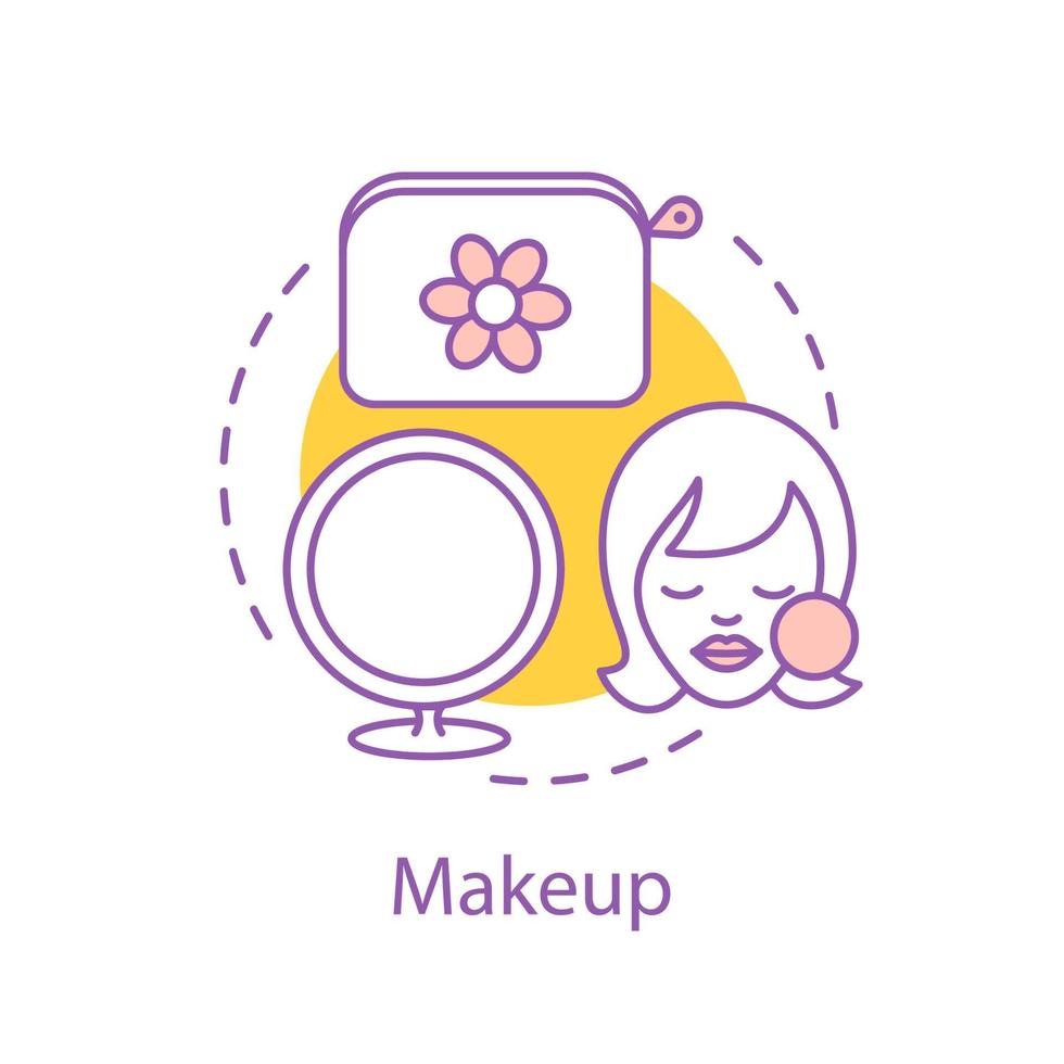 Makeup concept icon. Cosmetics idea thin line illustration. Beauty salon. Visage. Vector isolated outline drawing
