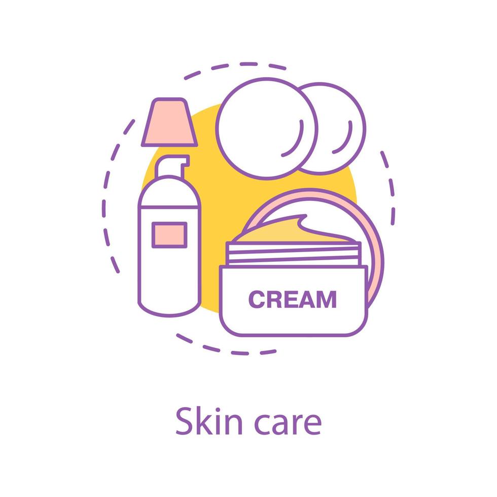 Skin care concept icon. Cosmetics idea thin line illustration. Facial care products. Beauty salon. Vector isolated outline drawing