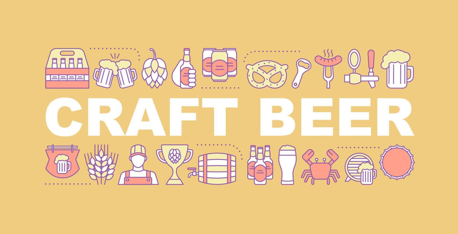 Craft beer word concepts banner. Pub. Brewery. Isolated lettering typography idea with linear icons. Craft brewing. Microbrewery. Vector outline illustration