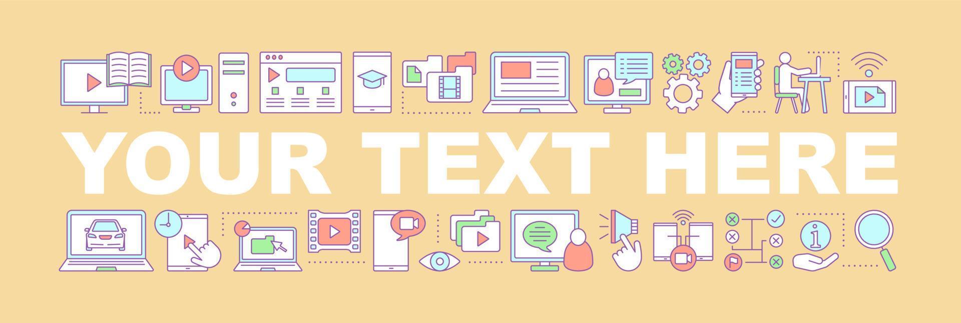 Video tutorial word concepts banner. Vlog. Video hosting. Streaming. Isolated lettering typography idea with linear icons. Blogging. Vector outline illustration