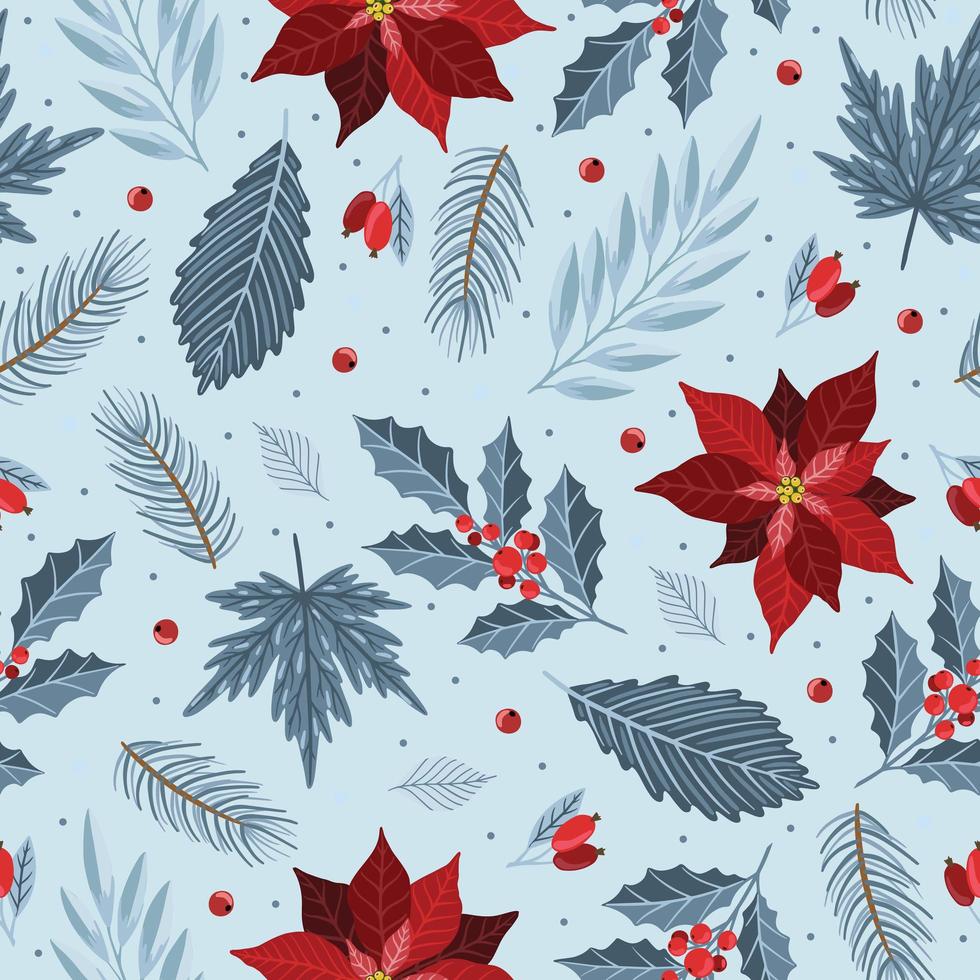 Holiday Seamless Pattern with Christmas forest branches. vector