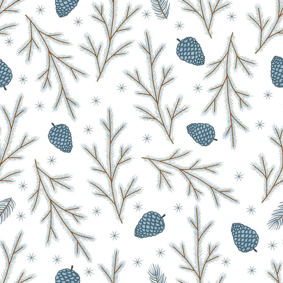 Holiday Seamless Pattern with Christmas forest branches. vector