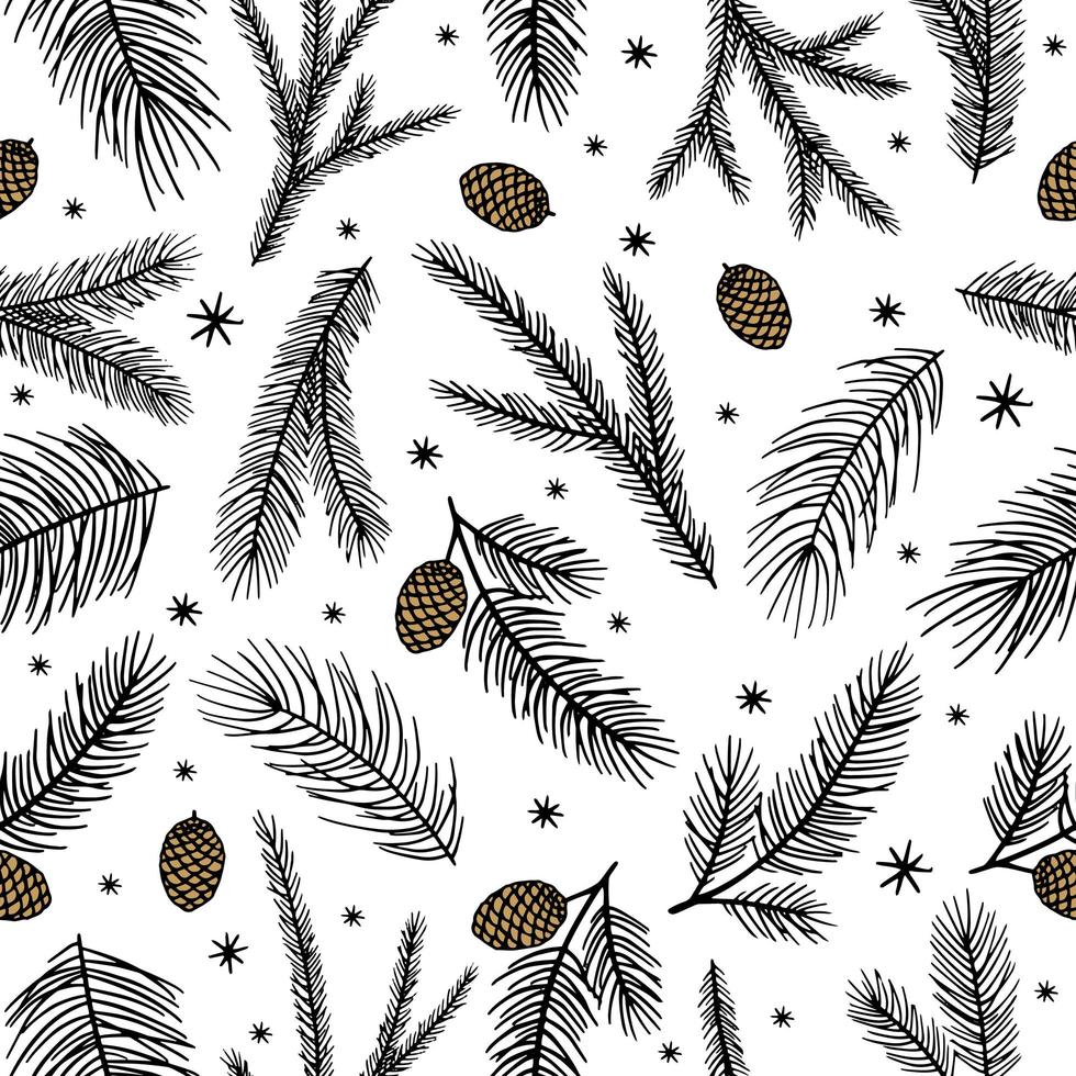 Holiday Seamless Pattern with Christmas forest branches. vector