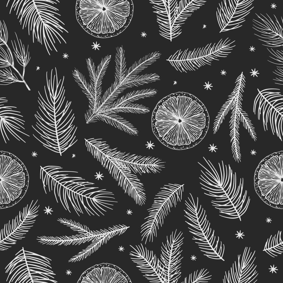 Holiday Seamless Pattern with Christmas forest branches. vector