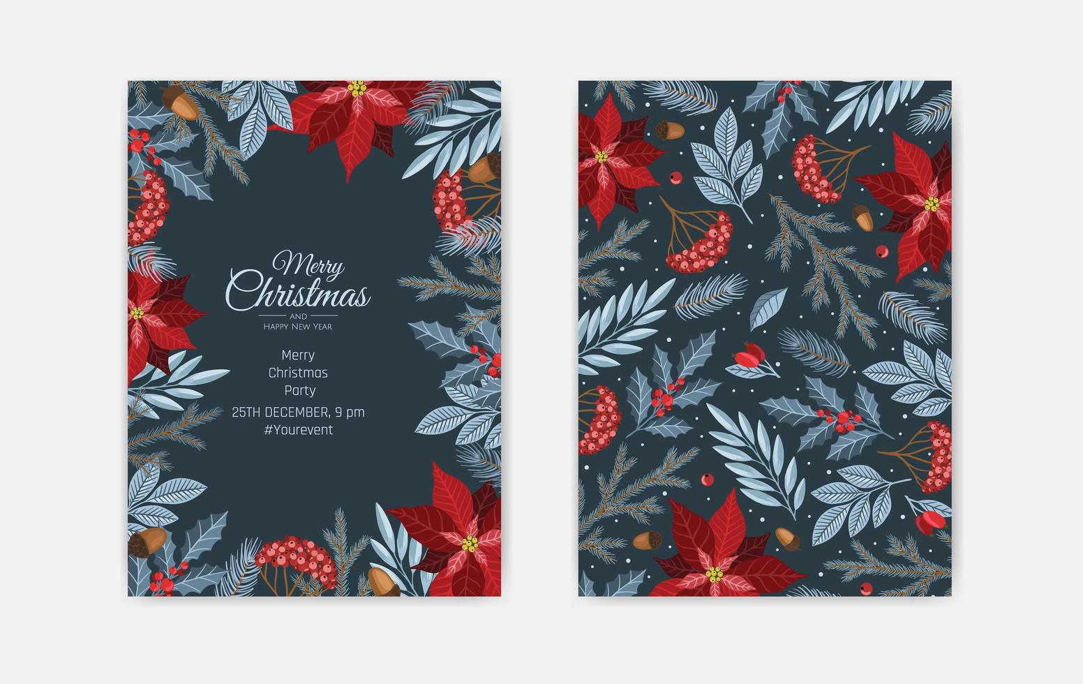 Collection of christmas greeting cards with christmas elements vector