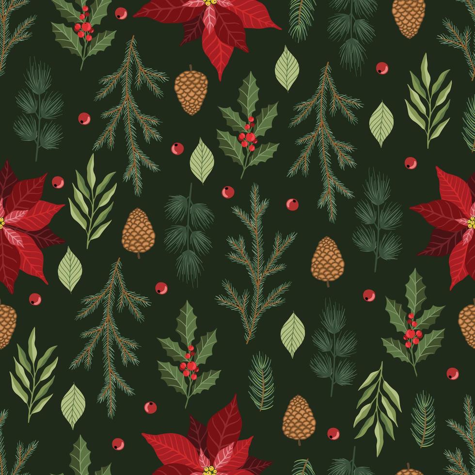 Christmas and New Year seamless pattern, vector xmas background