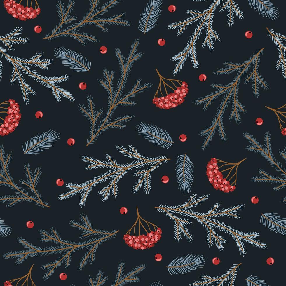 Holiday Seamless Pattern with Christmas forest branches. vector
