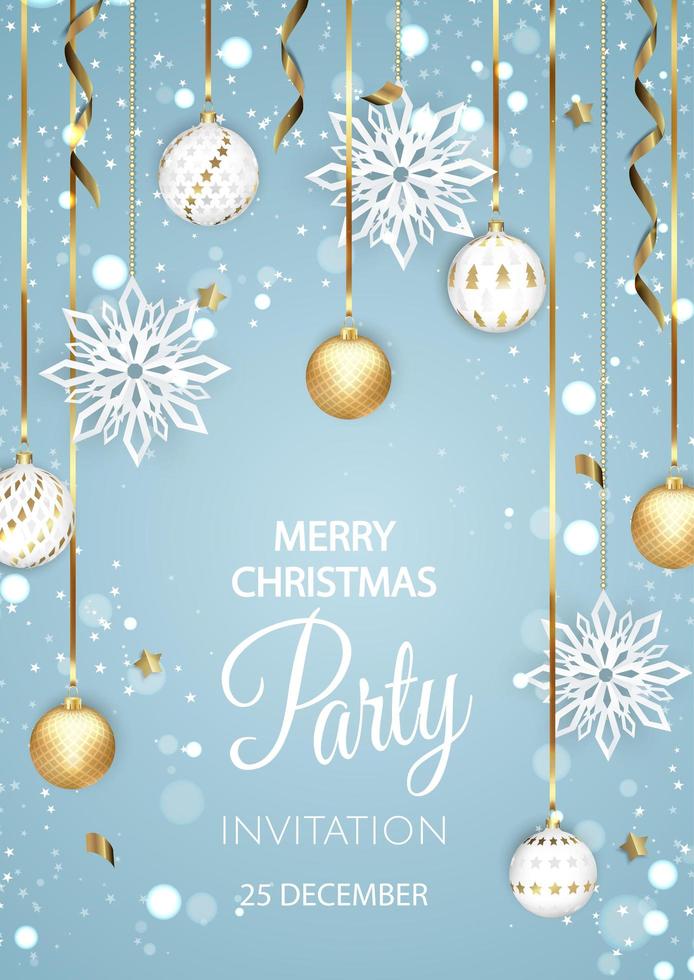 Merry Christmas Party invitation. Happy New Year card Decoration ...