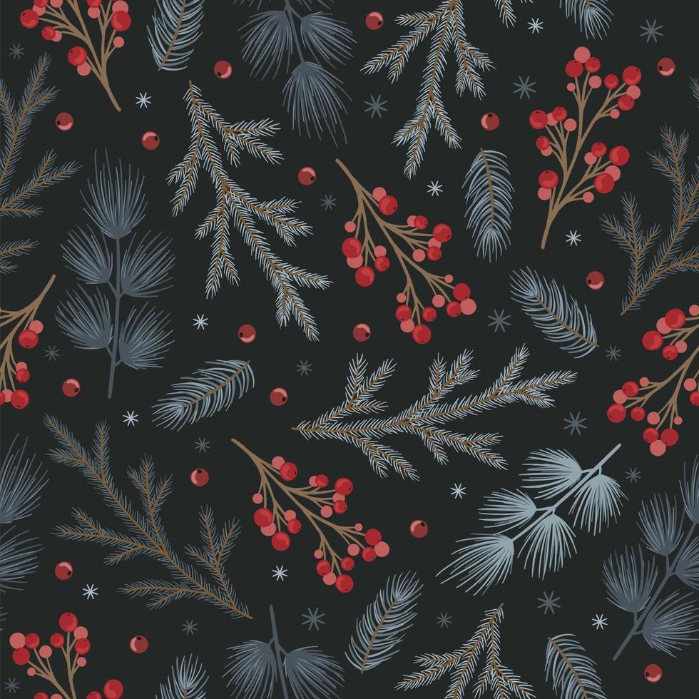 Holiday Seamless Pattern with Christmas forest branches. vector
