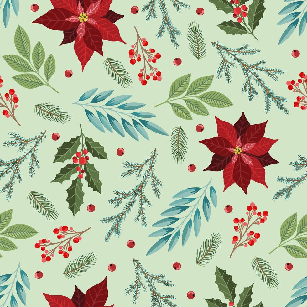 Christmas and New Year seamless pattern, vector xmas background