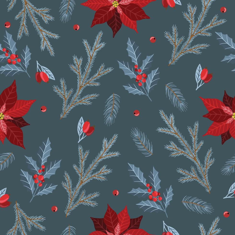 Holiday Seamless Pattern with Christmas forest branches. vector