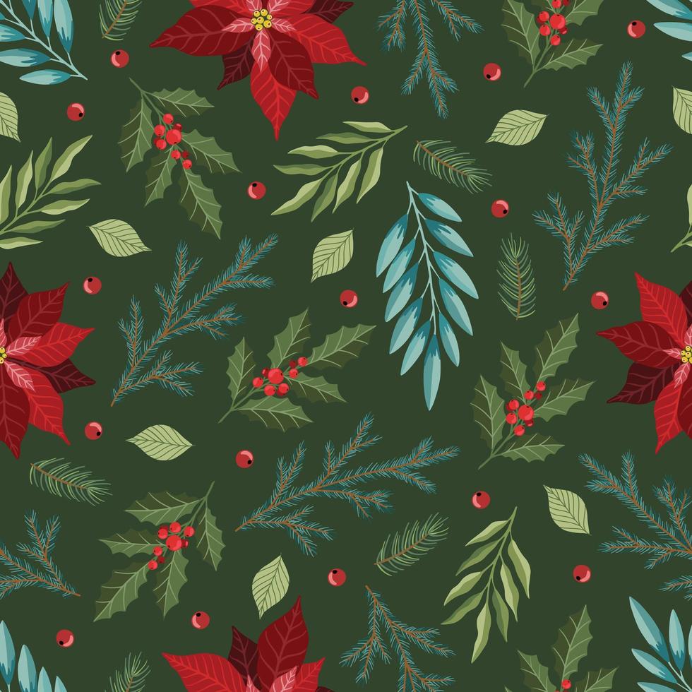 Holiday Seamless Pattern with Christmas forest branches. vector