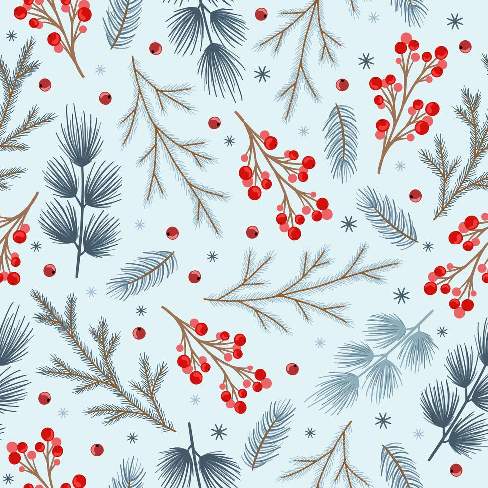 Holiday Seamless Pattern with Christmas forest branches. vector