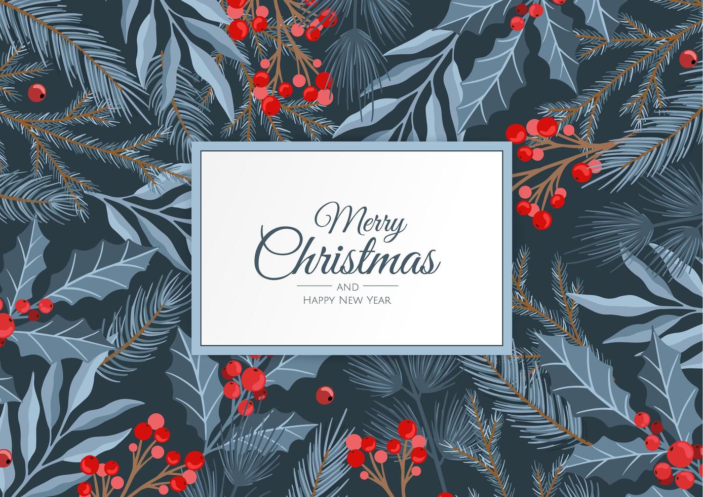 Christmas greeting cards with christmas florals and winter objects vector