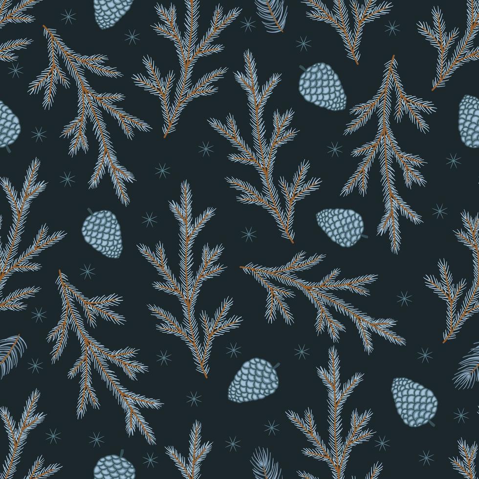 Holiday Seamless Pattern with Christmas forest branches. vector
