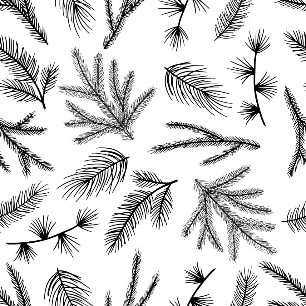 Holiday Seamless Pattern with Christmas forest branches. vector