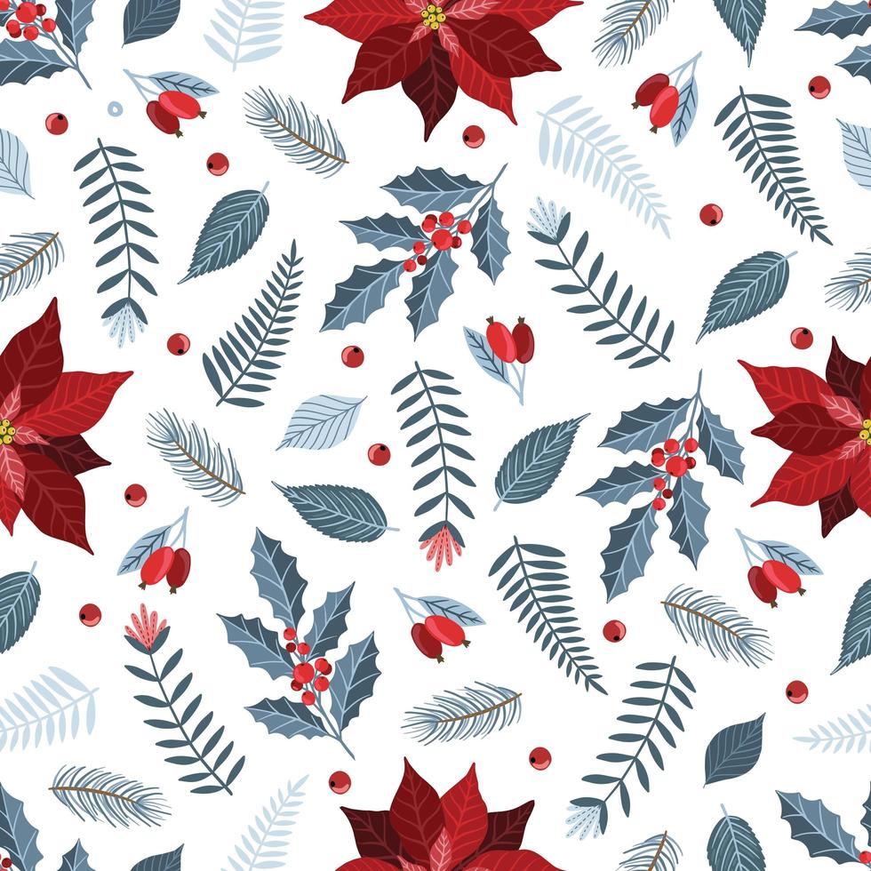 Christmas and New Year seamless pattern, vector xmas background