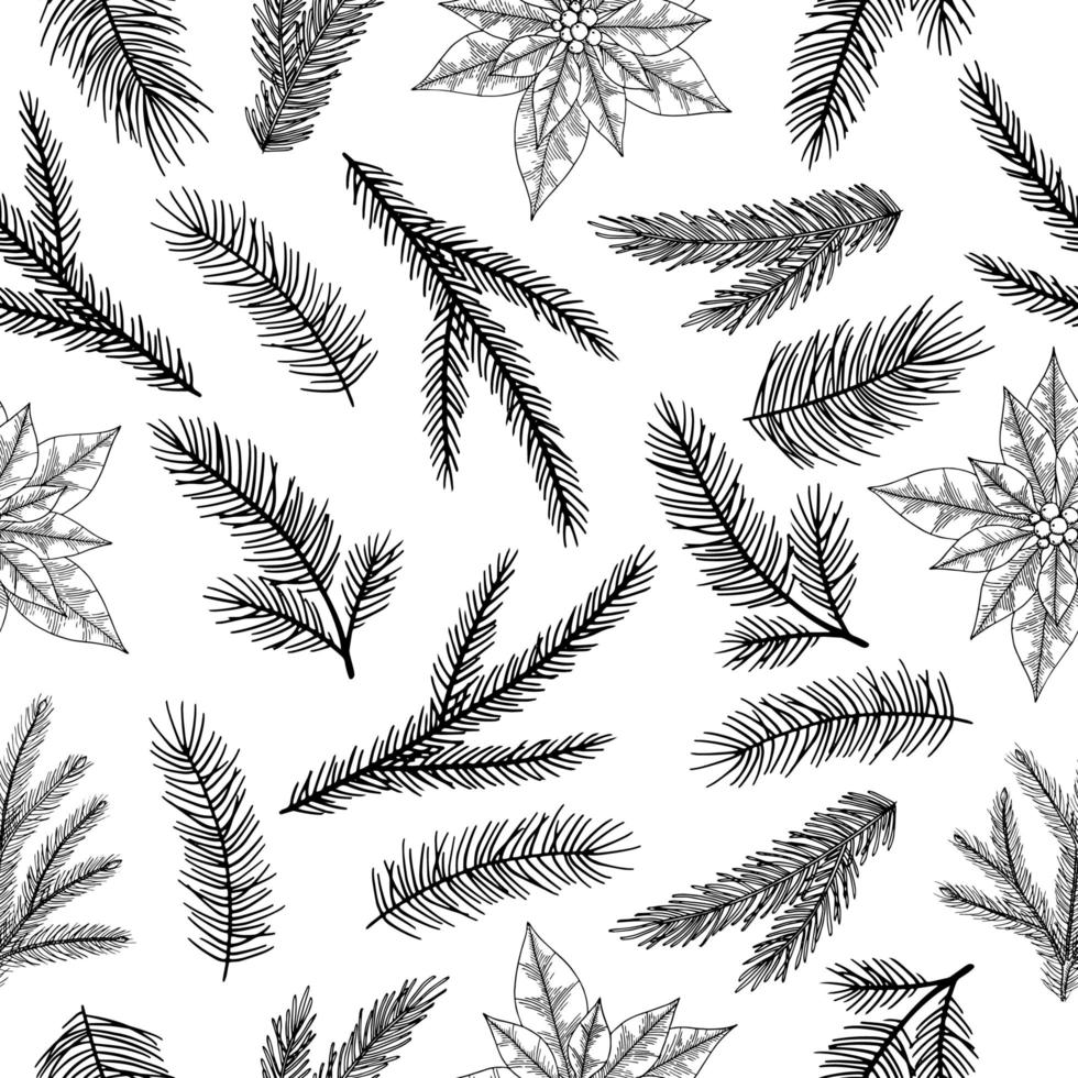 Holiday Seamless Pattern with Christmas forest branches. vector
