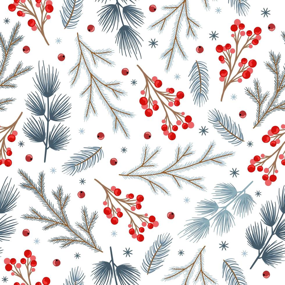 Holiday Seamless Pattern with Christmas forest branches. vector