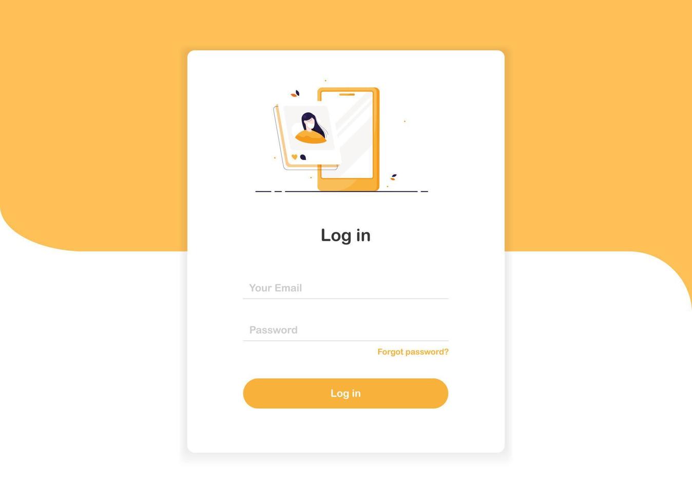 Log in ui banner template for web vector