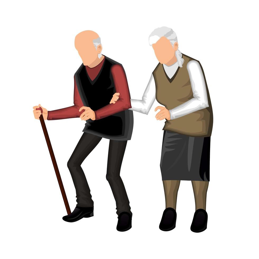 Grandfather and grandmother in old age on white age - Vector