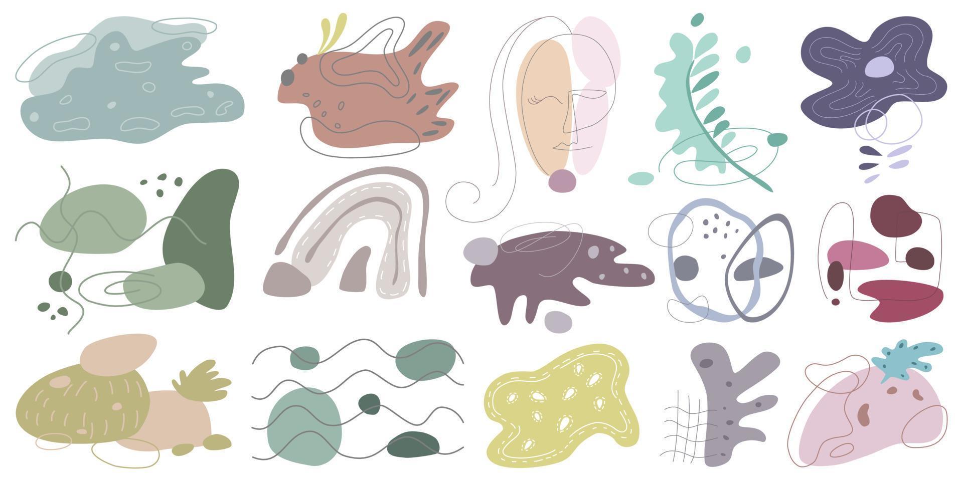 Bundle of abstract elements, designed with various geometric shapes in doodle format vector