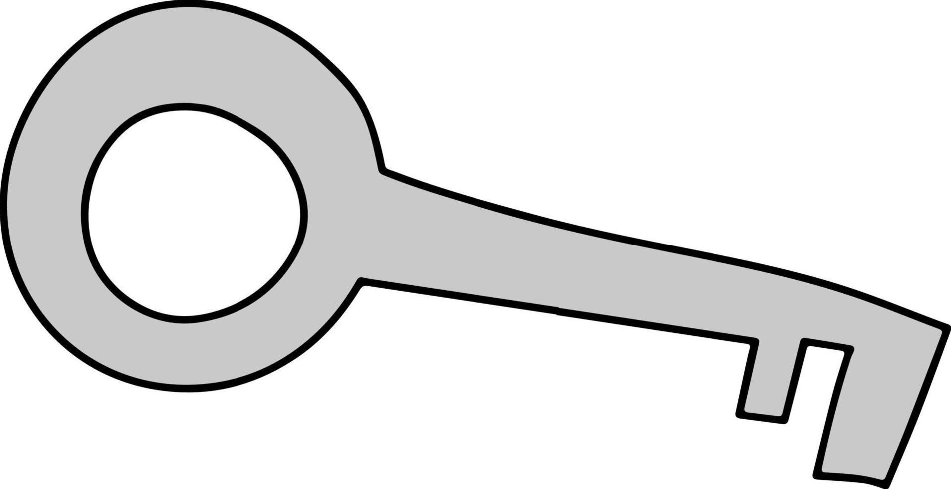 Vector isolated doodle cartoon metal key illustration. Unlock treasure chest