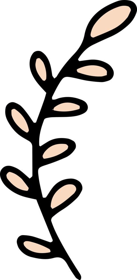 Vector isolated illustration with orange handdraw leaves branch. Natural ornament. Design element for decorations.