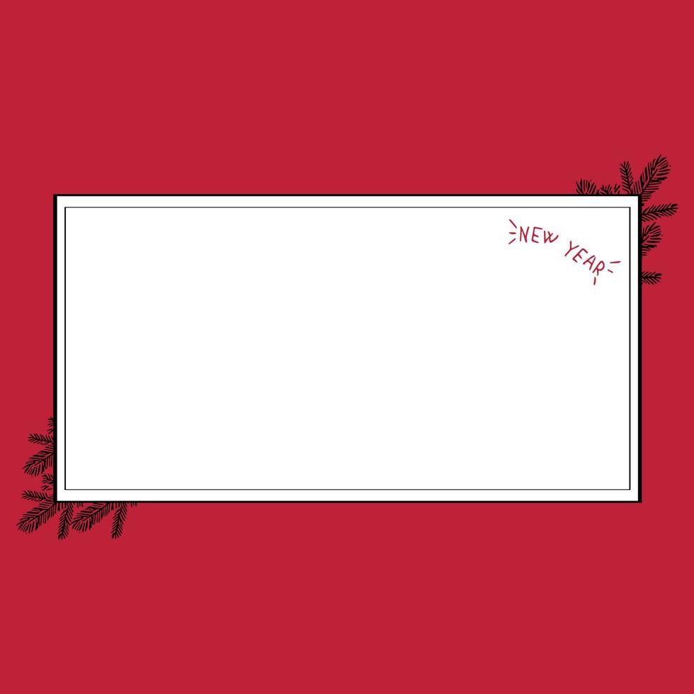 white frame with christmas trees on red background vector