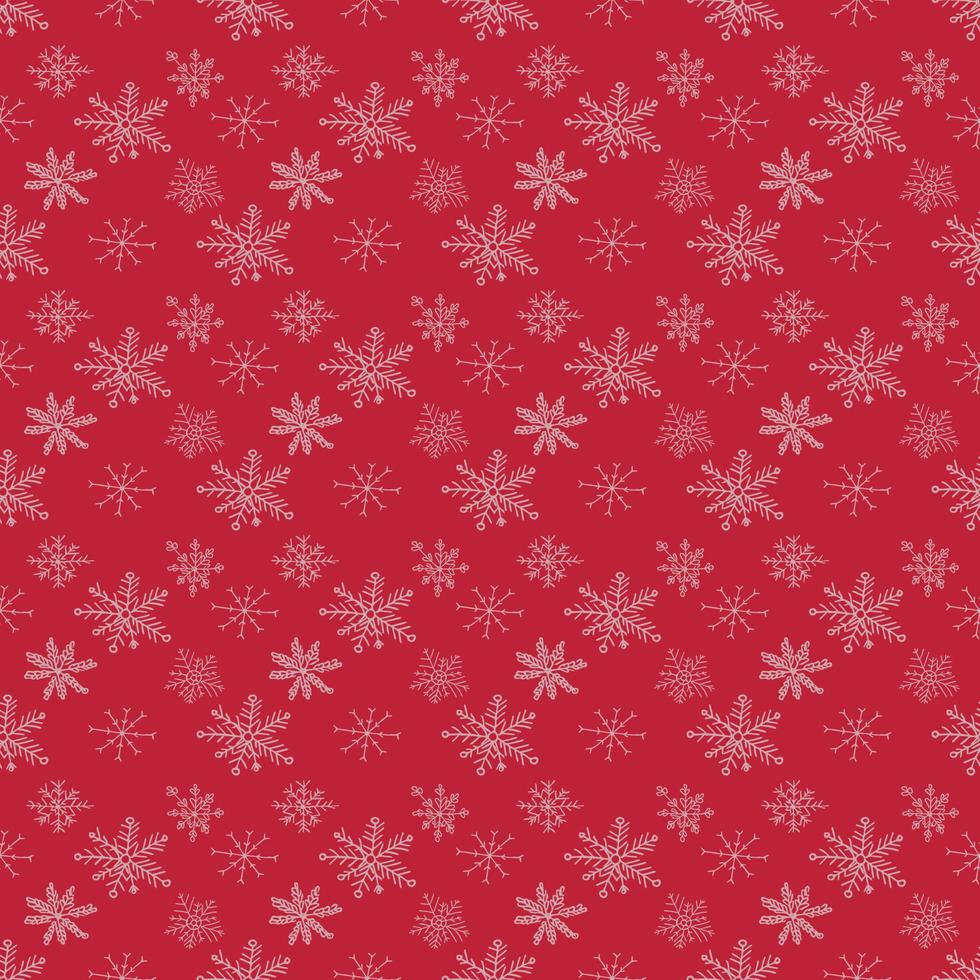 red seamless pattern with snowflakes vector