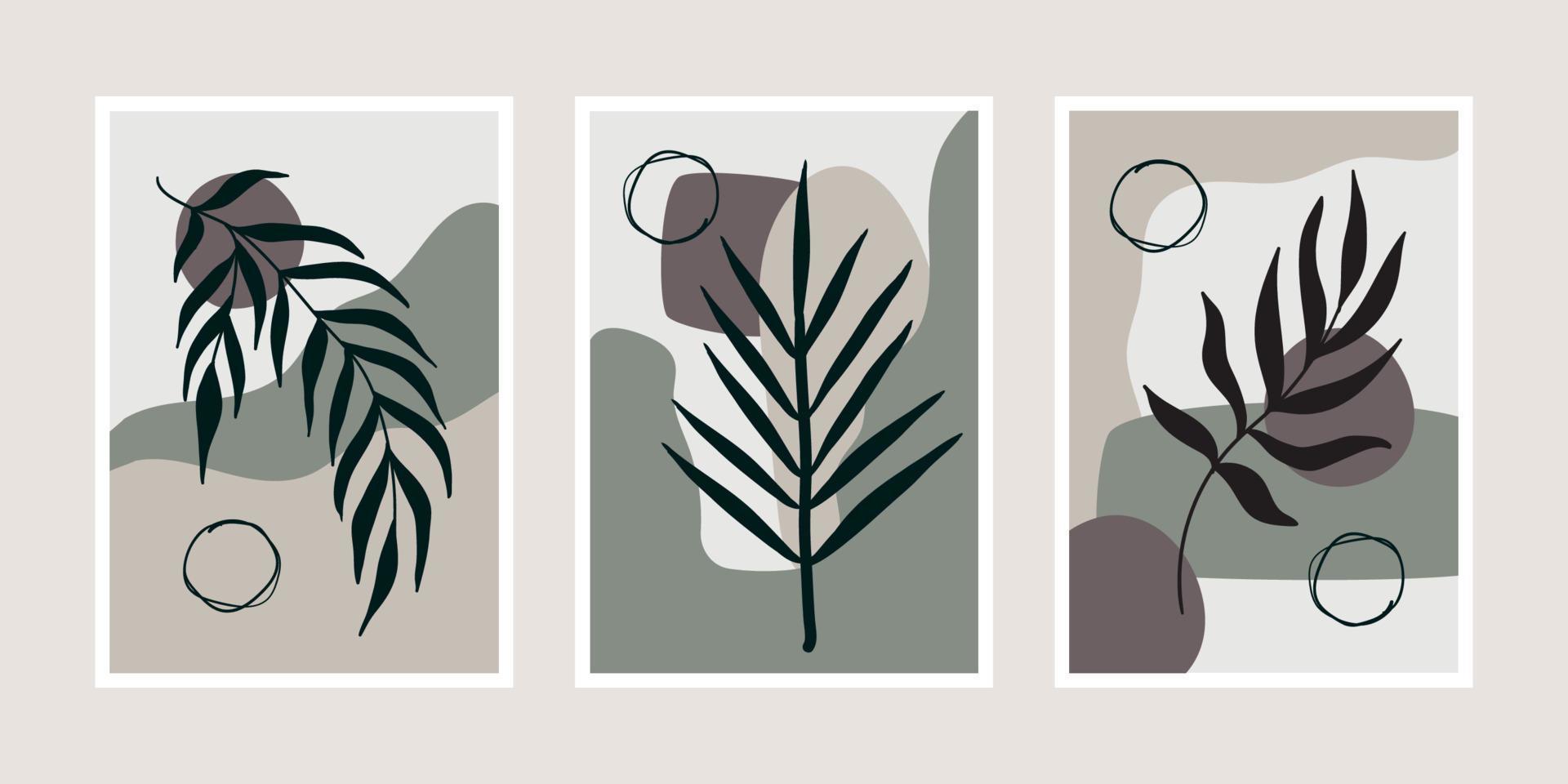 Minimalistic posters with branch silhouettes vector