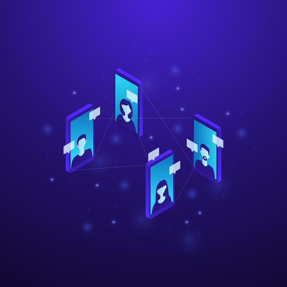 Isometric digital communication concept vector